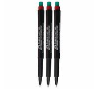 Faber-Castell Multimark (S) Permanent Marker Pens, RED, SuperFine Point (0.4mm), Pack of 3, Built In Eraser, Water n Fade Resistant, Marks on Most Surfaces