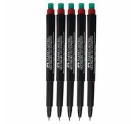 Faber-Castell Multimark (S) Permanent Marker Pens, RED, SuperFine Point (0.4mm), Pack of 5, Built In Eraser, Water n Fade Resistant, Marks on Most Surfaces