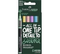 Faber-Castell Mutlimark Acrylic Brush Marker Pen, Set of 6 Pastel, Flexible Brush, Dynamic Stroke Width, Art, Drawing, Colouring, Sketching, Even Flow, Water-Based Acrylic Liquid Ink