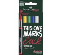 Faber-Castell Mutlimark Acrylic Brush Marker Pen, Set of 6 Primary, Flexible Brush, Dynamic Stroke Width, Art, Drawing, Colouring, Sketching, Even Flow, Water-Based Acrylic Liquid Ink