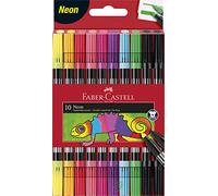 Faber-Castell Neon Double-Ended Felt Tip Pens - Set of 10 | With fine and wide tip - colouring pens for children and adults