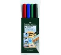 FABER-CASTELL Oh Pen Multimark F Permanent 0.6 mm Ink Colour Assorted Pack of 4 (Pack of 4)aa