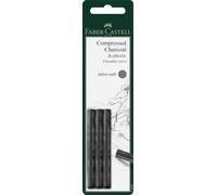 Faber-Castell Pack of 3 Compressed PITT Charcoal Sticks Black, Extra Soft