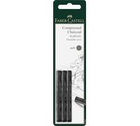 Faber-Castell Pack of 3 Compressed PITT Charcoal Sticks, Intensive Black, Soft