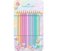 Faber-Castell Colouring Pencils Sparkle Pastel Pack of 12 Metal Case tin of 12