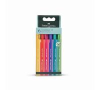 Faber-Castell Pastel Slim Highlighter 6pcs Assorted Colours, Mark 2 line widths - fine and broad, Easily clips onto your pocket or paper Wedge tip