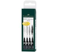 FABER CASTELL 4 PITT Artist Pens X 2 Packs Black Wallet Sets S F M B
