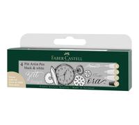 Faber Castell FC167151 Pitt Artist Pen - Black/White (Pack of 4)