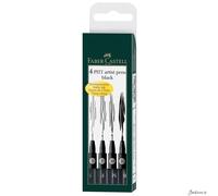Faber-Castell Pitt Artist Pen Set Fineliner Brush Tip 4 Pack Black Ink