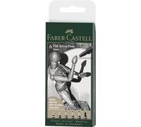 Faber-Castell PITT Artist Pens Pigmented Drawing Ink & Various Nibs Pack Of 6