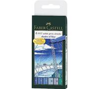 Faber-Castell Indian Ink Pitt Artist Pens - 6 Box Shades of Blue #167164