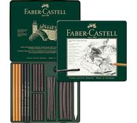 FABER-CASTELL PITT CHARCOAL SET X 24 ITEMS | Drawing charcoal with accessories for sketches, portraits and expressive drawings