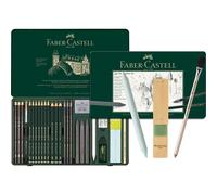 Faber-Castell - Pitt Graphite Set in Metal Case Large 26+3 Piece (Includes Eraser Pen with Brush, Paper Mop and Lead Sharpening Block)