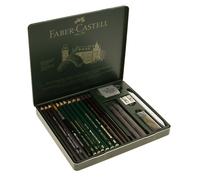 Faber-Castell Pitt Medium Professional Quality Graphite Pencil Set in Metal Case (Pack of 19)