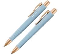 Faber-Castell Poly Ball 205093 Ballpoint Pen Sky Blue Pack of 2 with Replaceable XB Refill, Indelible