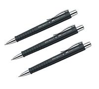 Faber-Castell Poly Ball 241199 Ballpoint Pen 0.5 mm M Ergonomic Triangular Shape Non-Slip Barrel with Metal Clip Indelible Black (Pack of 3)