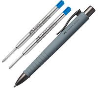 Faber-Castell Poly Ball Ballpoint Pen, XB, Includes Stone Grey Lead and 2 Blue XB Leads