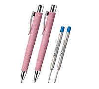 Faber-Castell - Poly Ball XB ballpoint pen, line thickness 0.5 mm, 2 x pink + 2 blue leads