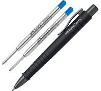 Faber-Castell - Poly Ball XB ballpoint pen (urban all black + 2 XB blue refills).