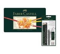 Faber-Castell Polychromos 110095 Colouring Pencils in Metal Case and Pitt Graphite Set of 36