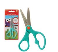 Faber-Castell Safe Scissors, Stainless Steel Blades, 5 inch/13 cm, Green Body, Pack of 1, Safe Round Tip Blades, Comfortable Left-Right Handed, Clean Safe Cut, School Home Use