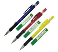 Faber-Castell Scriptor 0.7mm Mechanical Pencils, 0.7mm 2B Polymer Refills 5 x Leads Tube, MIXED Body Colours, Pack of 3, Perfect for Drafting Sketching Writing Drawing