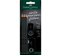 Faber-Castell Sleeve Set Black - 3 x Grip 2001 B Pencils, 1 x Sleeve mini eraser, 1 x Sleeve twin sharpening box