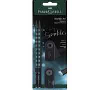 Faber-Castell Sparkle Midnight Ocean 118295 Writing Set with 2 Pencils, 1 Eraser and 1 Sharpener