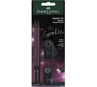 Faber-Castell Sparkle Midnight Rose 118296 Writing Set with 2 Pencils, 1 Eraser and 1 Sharpener