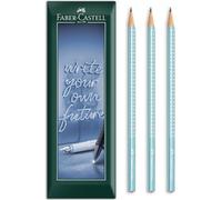 Faber-Castell Sparkle Triangular Graphite Pencil - B Grade Lead - Envelope Gift Pack of 3 Pencils (Ocean Metallic)