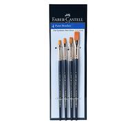 Faber-Castell Synthetic Hair Flat Assorted Paint Brush, Set of 4