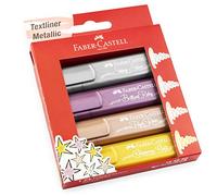 Faber-Castell Textliner 46 Metallic Highlighter Marker Pen - Assorted Colours - Wallet of 4