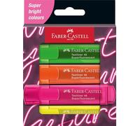 Faber-Castell Textliner 46 Neon Highlighter, wallet of 4: yellow, pink, green, orange - Gen Z