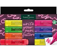 Faber-Castell Textliner 46 Neon Highlter, wallet of 8: 2x yellow, pink, green, orange, red, blue, purple - GenZ