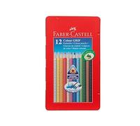 Faber-Castell Colour Pencils GRIP 2001 - Water-soluble, 12 Assorted in Tin
