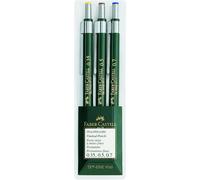 Faber-Castell TK-Fine-9760 Mechanical Pencils Wallet of 3 - 0.35, 0.5, 0.7mm, Green