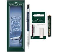 Faber-Castell TK-Fine Vario L 0.5mm Mechanical Pencil Set, 3pcs, Indigo | Soft / Head Mechanism, 0.5mm Precision Tip, Includes Replacement Erasers & Leads, HB Grade, in Envelope Gift Packaging