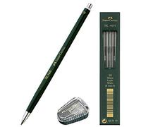 Faber-Castell TK® Lead Sharpener, with Collection Tray + TK9071 Leads H + TK9400 Clutch Pencil