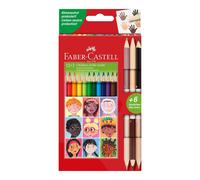 Faber-Castell Triangular Colour Pencil Set, 12 Colours + 3 Bi-Colour Skintone Pencils