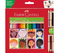 Faber-Castell Triangular Colour Pencil Set - 24 Colours + 3 Bi-Colour Skintone Pencils
