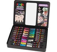 Faber-Castell uni-ball 186829 - POSCA Marker Set, 20-Piece Case, Instructions for 3 DIY Projects Included