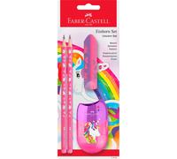 Faber-Castell Writing Set 111518 – Unicorn, HB pencils, sharpener & eraser – for children
