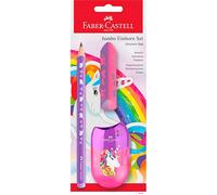 Faber-Castell 111528 Unicorn Writing Set with Jumbo Pencil, Sharpener and Eraser, School Set for Children