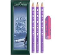 Faber-Castell Unicorn Jumbo HB Pencils & Eraser Gift Set, Pack of 4 | Dust-Free PVC Free Eraser, Break-Resistant HB Leads, Ergonomic Triangular Shape, FSC Certified Wood