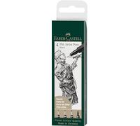 Faber-Castell Art & Graphic Pitt Artist Pen India Ink Pen, Black, Wallet of 4, for Art, Craft, Drawing, Sketching, Home, School, University, Colouring