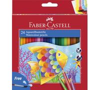 Faber-Castell Water Colour Pencils (Pack of 24) | Watercolour pencils for children, with brush included; break-resistant and ergonomic pencils