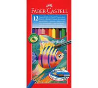 Faber-Castell Water Colour Pencils with Brush (Pack of 12 Pencils)