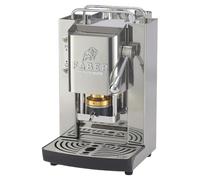 FABER COFFEE MACHINES Deluxe 3.0 Coffee Machine ESE 44 mm with Solenoid Valve, Removable Pad Holder, Glass Canister 1 Litre and Adjustable Brass Pad Press (Stainless Steel Glossy, Chrome)