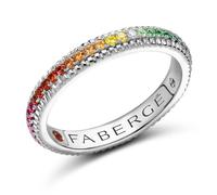 Faberge 18ct White Gold Multicolour Rainbow Fluted Band Ring - 61 FBR-490/61