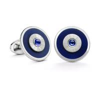 Faberge 18ct White Gold Sapphire Blue Enamel Cufflinks - Gold FBR-283
